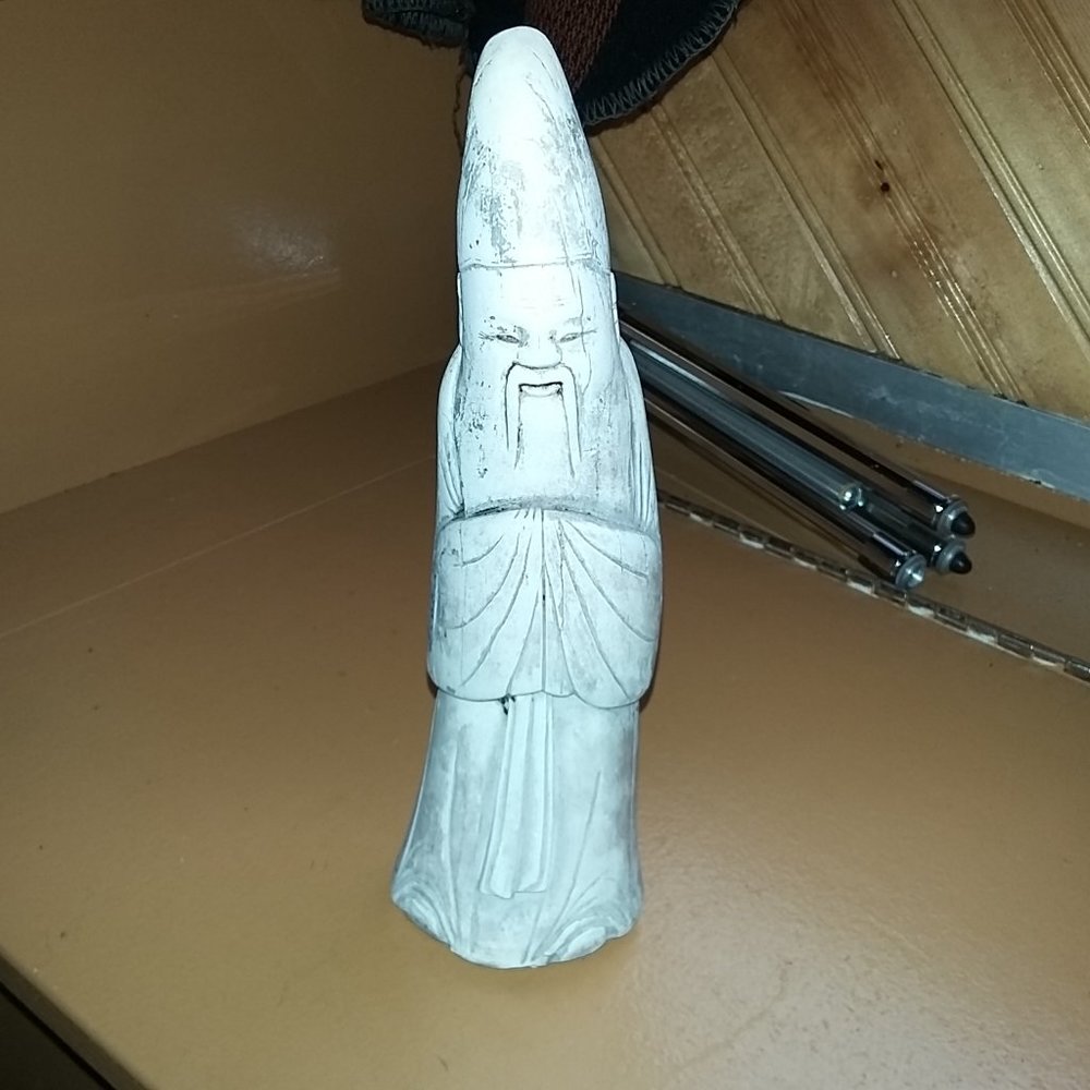 Austin Prod Inc 1975 Alabaster Monk Symbol Statue Wisdom Buddha